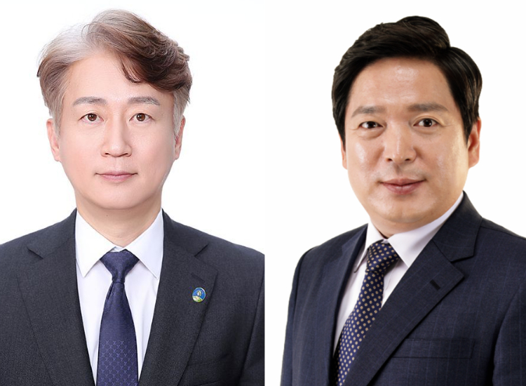 무투표 당선된 현직인 광주 김이강 서구청장 후보와 김병내 남구청장 후보. 중앙 선관위 제공