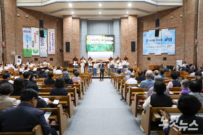 김제세계선교회(GSM) 창립 10주년 선교대회가 열린 김제신광교회. 최화랑 기자