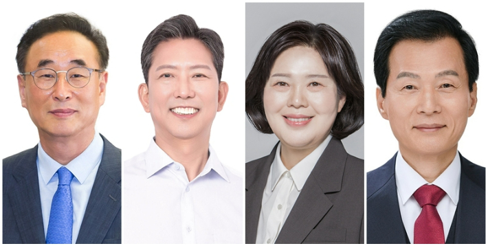 (왼쪽부터)장세용, 김장호, 조순자, 임명배 구미시장 후보. 자료사진