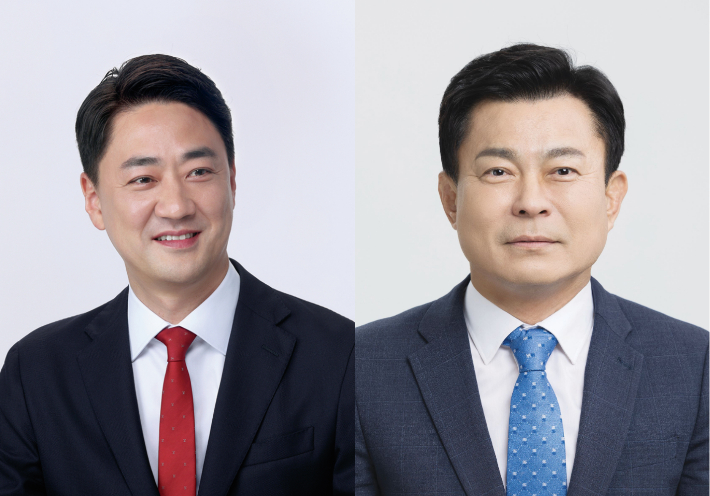 최재훈 국민의힘 달성군수 후보(왼쪽) 김보경 민주당 달성군수 후보(오른쪽). 중앙선관위 제공