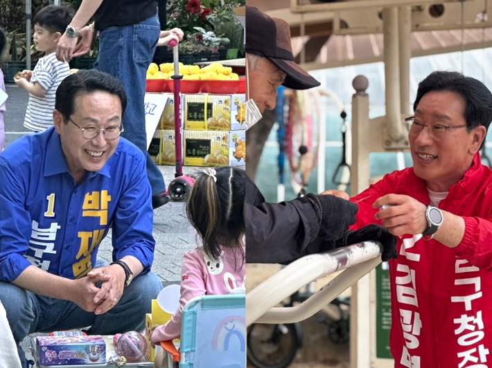 박재범 더불어민주당 부산 남구청장 후보(왼쪽)와 김광명 국민의힘 부산 남구청장 후보(오른쪽). 각 선거캠프 제공 