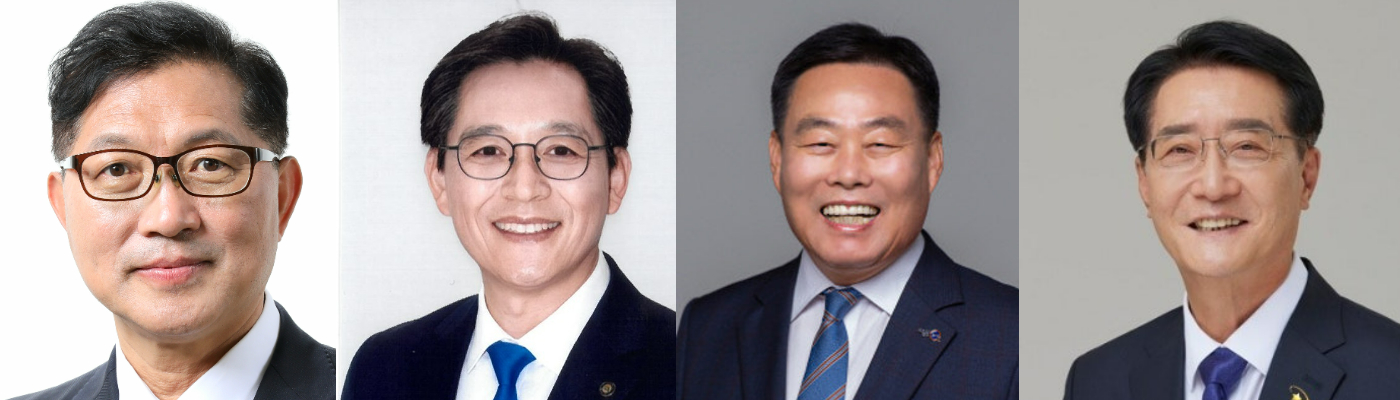 더불어민주당 강성휘 목포시장 후보·우승희 영암군수 후보·김산 무안군수 후보·박우량 신안군수 후보(왼쪽부터). 중앙 선관위 제공