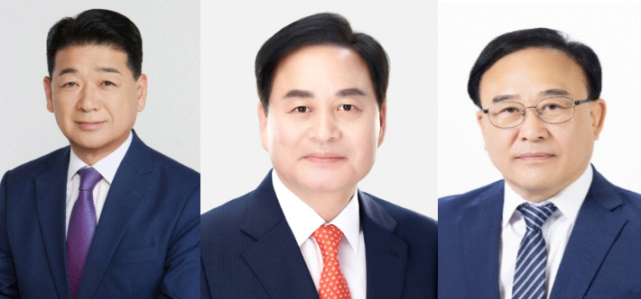 나영민 민주당 후보(왼쪽), 배낙호 국민의힘 후보(가운데), 이창재 무소속 후보(오른쪽). 중앙선관위 제공