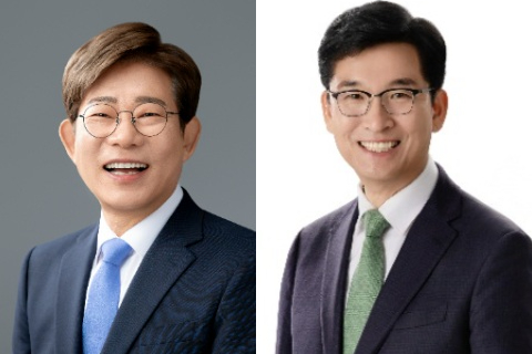 왼쪽부터 김성근 후보, 윤건영 후보. 충북선관위 제공