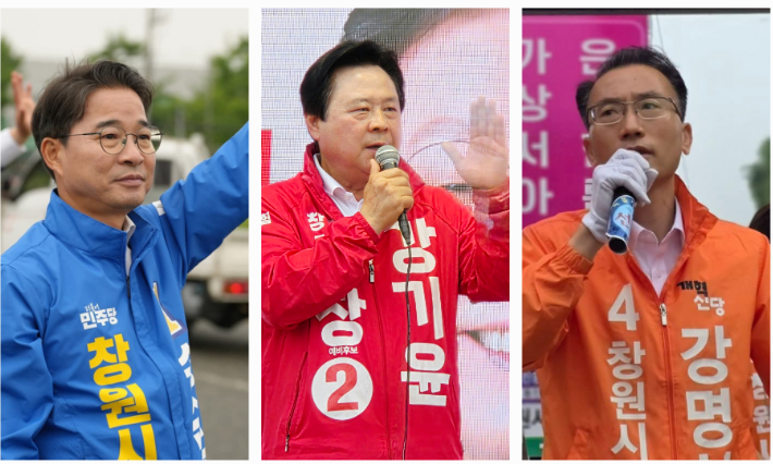 더불어민주당 송순호, 국민의힘 강기윤, 개혁신당 강명상 후보. 후보 캠프 제공