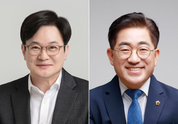 김병수 국민의힘 김포시장 후보(왼쪽), 이기형 더불어민주당 김포시장 후보. 중앙선거관리위원회 제공