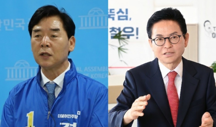 경북지사 선거에 출마한 더불어민주당 오중기(왼쪽) 후보와 국민의힘 이철우 후보. 각 후보 측 제공
