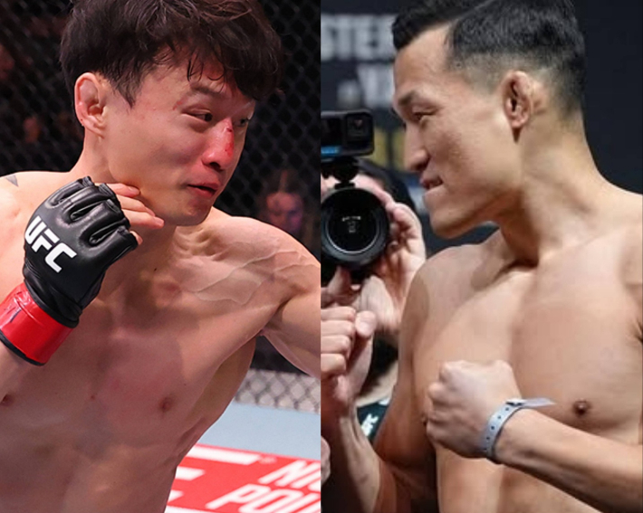 정찬성(사진 오른쪽)과 최두호. UFC 제공