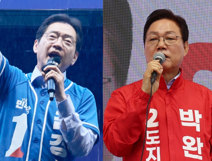 김경수·박완수 경남지사 후보. 각 캠프 제공 
