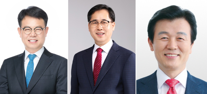 (좌측부터)민주당 갈상돈 후보, 국민의힘 한경호 후보, 무소속 조규일 후보. 중앙선거관리위원회 제공