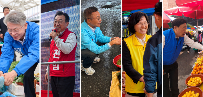 23일 제9회 전국동시지방선거 공식 선거운동 기간이 시작된 후 처음 맞은 휴일, 광주·전남의 출마 후보들은 지역 곳곳을 돌며 선거운동을 펼치고 있다. 각 후보자 캠프 제공