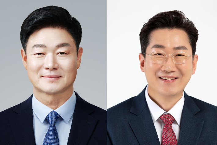 원주시장 선거에 나선 더불어민주당 구자열 후보(왼쪽)과 국민의힘 원강수 후보. 중앙선거관리위원회 제공