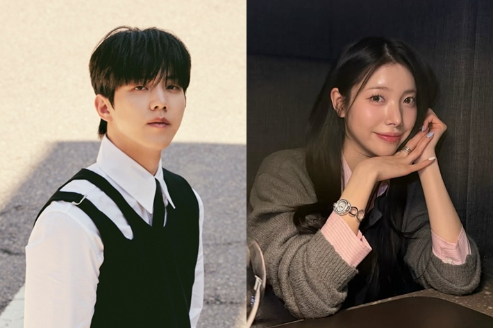 왼쪽부터 데이식스 도운, 유지유. JYP엔터테인먼트 제공/유지유 인스타그램