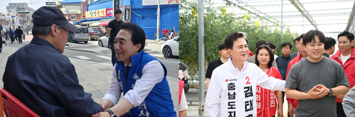 박수현 충남지사 후보(왼쪽)와 김태흠 충남지사 후보. 캠프 제공
