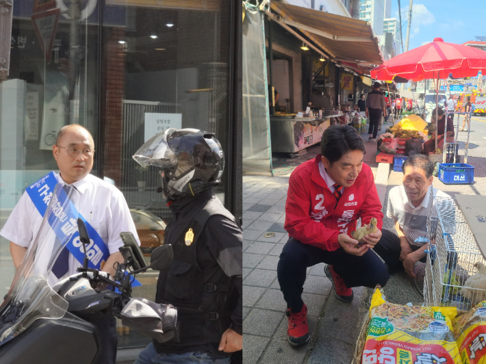 더불어민주당 탁영일 부산 동래구청장 후보(왼쪽)와 국민의힘 장준용 부산 동래구청장 후보. 각 후보 선거 캠프 제공 