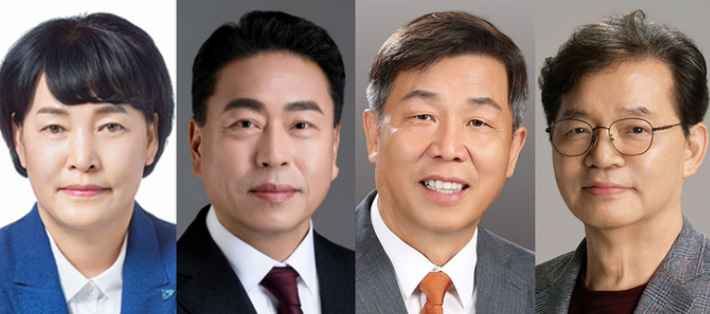 강부송(왼쪽부터) 더불어민주당 후보와 조주홍 국민의힘 후보, 무소속 박병일, 장성욱 후보. 선관위 제공