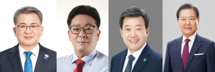 울릉군수에 출마한 더불어민주당 정성환(왼쪽부터) 후보, 국민의힘 김병수 후보, 무소속 남한권 후보, 무소속 남진복 후보. 선관위 제공 