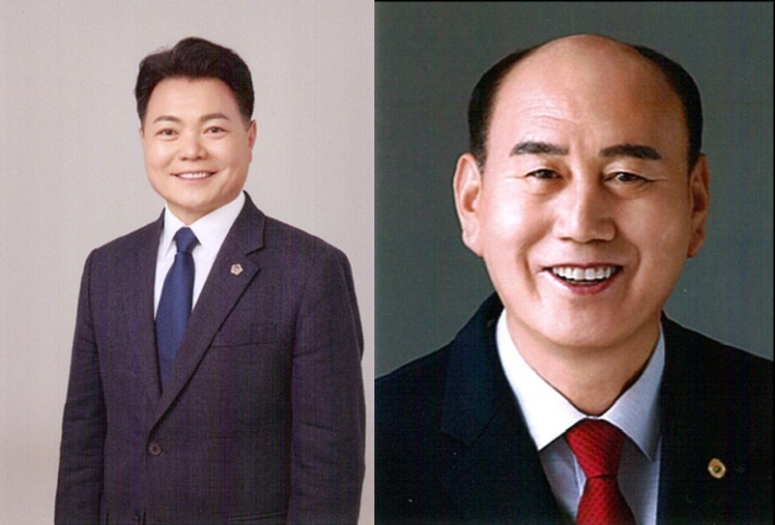 왼족부터 동두천시장 선거에 출마한 더불어민주당 이인규 후보, 국민의힘 박형덕 후보. 중앙선거관리위원회 제공