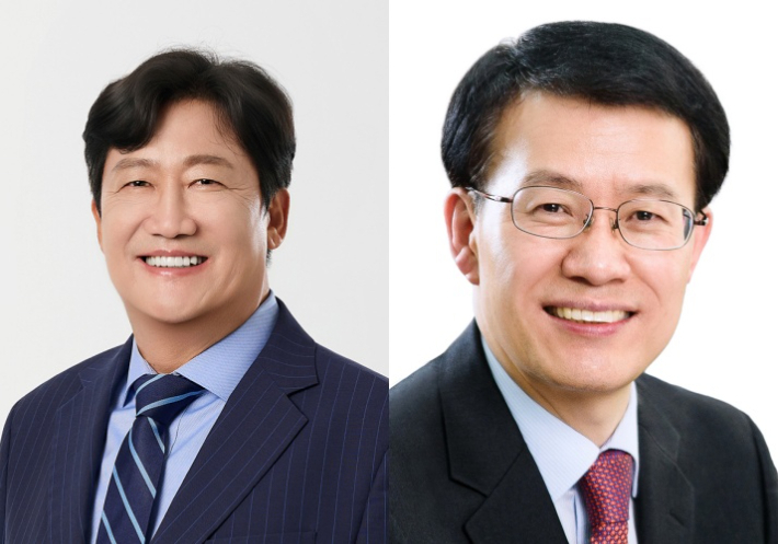(왼쪽부터)파주시장 선거에 출마한 더불어민주당 손배찬 후보, 국민의힘 박용호 후보. 중앙선거관리위원회 제공