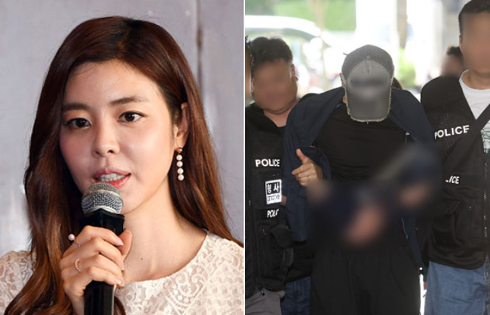 배우 김규리(왼쪽)의 자택에 침입해 강도 행각을 벌인 혐의를 받는 40대 남성(오른쪽). 연합뉴스