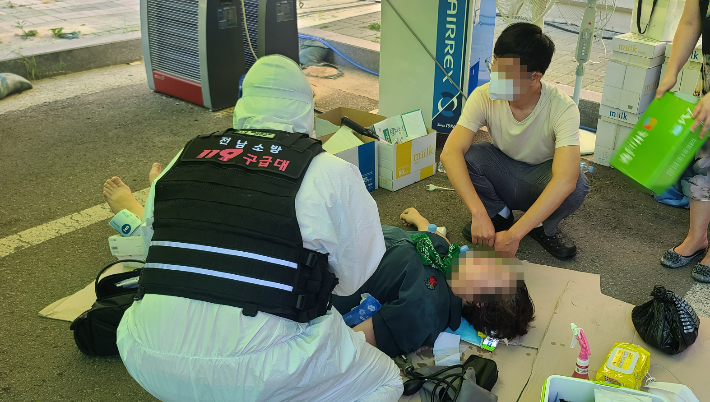 폭염환자 응급처치. 전남소방본부 제공