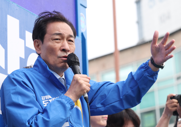 더불어민주당 우상호 강원도지사 후보. 연합뉴스