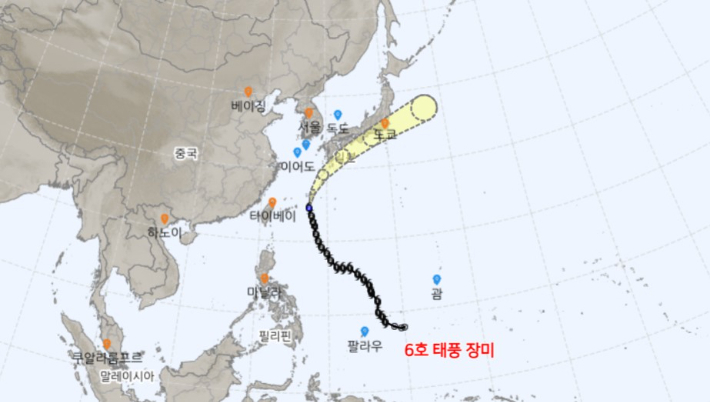 제6호 태풍 장미 경로. 기상청 제공