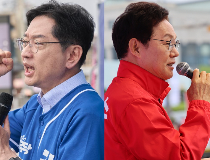 민주당 김경수 후보와 국민의힘 박완수 후보. 각 후보 캠프 제공 