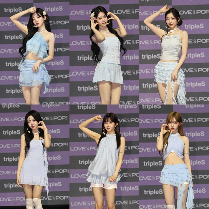 윗줄 왼쪽부터 트리플에스 나경, 유빈, 카에데. 아랫줄 왼쪽부터 다현, 코토네, 연지. 모드하우스 제공