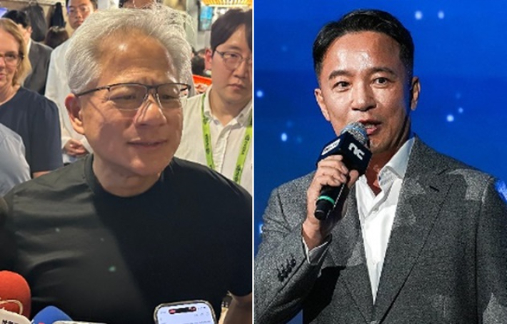 젠슨 황 엔비디아 CEO·김택진 엔씨소프트 최고경영자. 연합뉴스