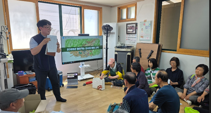 송전선로 인근 산사태 재난대비 대피훈련. 울진군 제공