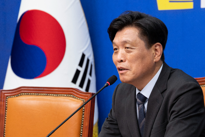 더불어민주당 중앙당 총괄선대본부장인 조승래 사무총장. 연합뉴스
