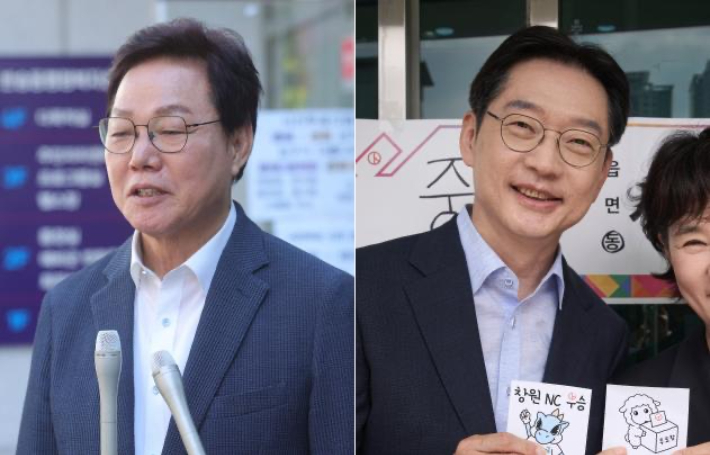 국민의힘 박완수 후보와 더불어민주당 김경수 후보. 연합뉴스