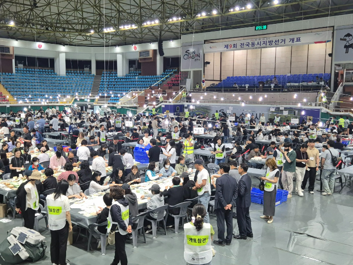 전남지역 지방선거 개표소. 독자 제공 