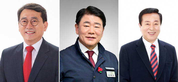 (왼쪽부터)강성태(수영구), 공한수(서구), 최진봉(중구) 당선인. 선거관리위원회 제공