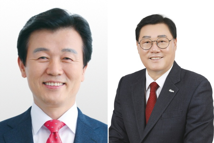 조규일 진주시장 당선인과 김윤철 합천군수 당선인. 중앙선거관리위원회 제공
