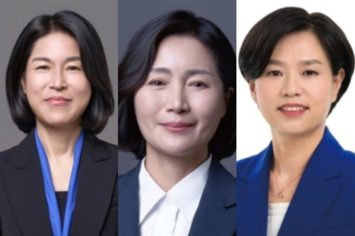왼쪽부터 정명희(부산 북구) 당선인, 우성빈(기장군) 당선인, 서은숙(부산진구) 후보. 선거관리위원회 후보자명부 