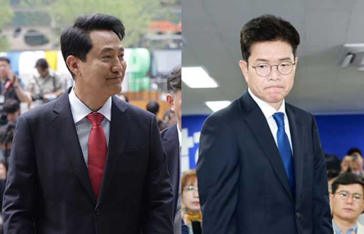6·3 지방선거 서울시장에 도전한 오세훈 후보(왼쪽)와 정원오 후보. 연합뉴스·박종민 기자