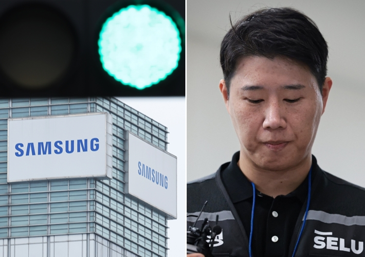 경기도 수원시 삼성전자 본사와 초기업노동조합 삼성전자지부 최승호 위원장(오른쪽). 연합뉴스