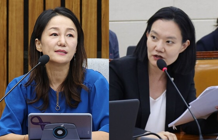 왼쪽부터 더불어민주당 이재정 의원, 김남희 의원. 연합뉴스·의원실 제공