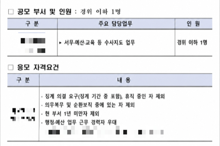 AI도구로 재가공 한 강원경찰청 직위 공모 계획 안. AI 생성이미지