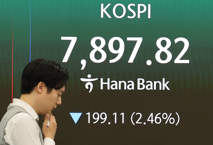 10일 서울 중구 하나은행 본점 딜링룸에서 직원들이 업무를 보고 있다. 연합뉴스