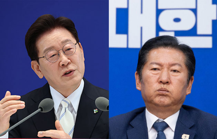 이재명 대통령(왼쪽)과 정청래 더불어민주당 당대표. 연합뉴스