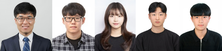 사진 왼쪽부터 기계공학과 권철현 교수, 양형준 팀장, 최인영·조한교·김희도 학생. UNIST 제공