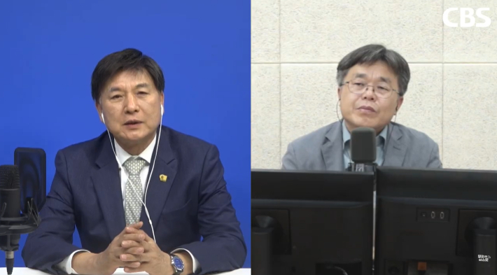 CBS 부울경 투데이와 인터뷰 중인 최재호 창원상의 회장. 경남CBS