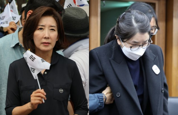 (왼쪽부터)국민의힘 나경원 의원, 김건희씨. 연합뉴스·사진공동취재단