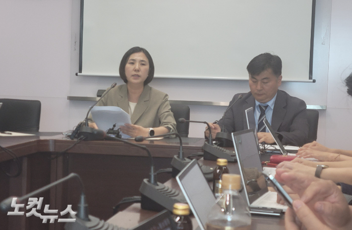 17일 남영희 인수위 대변인이 브리핑하고 있는 모습. 박창주 기자