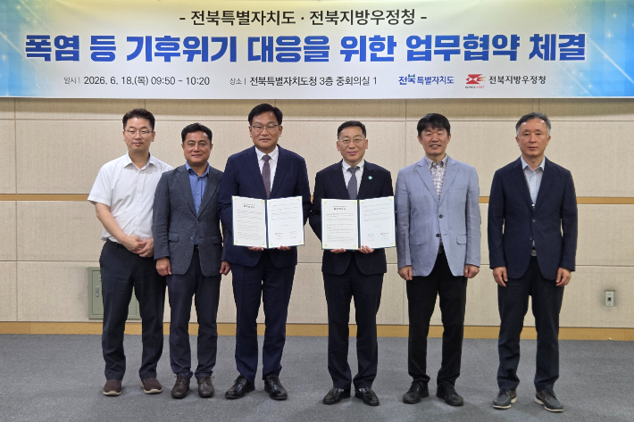 전북자치도와 전북지방우정청이 폭염 대응 생활밀착형 안전망을 구축하기로 협약했다. 전북도 제공