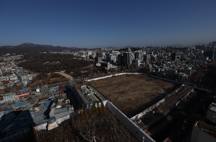 서울 종묘와 세운4구역 전경. 연합뉴스