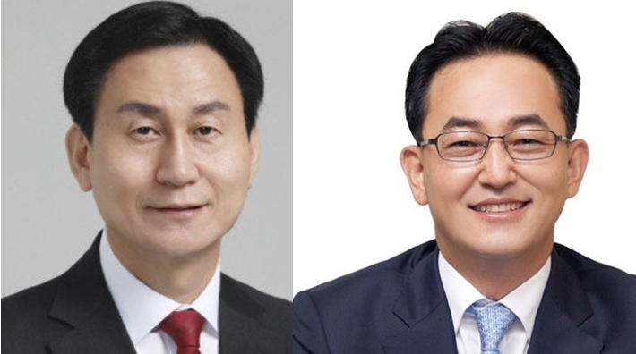 부산시의회 3선 당선인이 단 두 명으로, 국민의힘 강무길 시의원(왼쪽)과 이종진 시의원(오른쪽)이 23일 의장 선거를 치른다. 부산시의회 제공